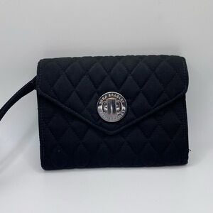VERA BRADLEY Quilted Turn Lock Wristlet Wallet Black/ Black Interior